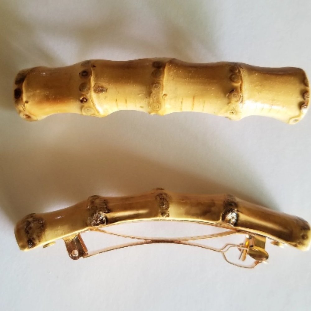 Real Bamboo Root Barrettes- Set of 2